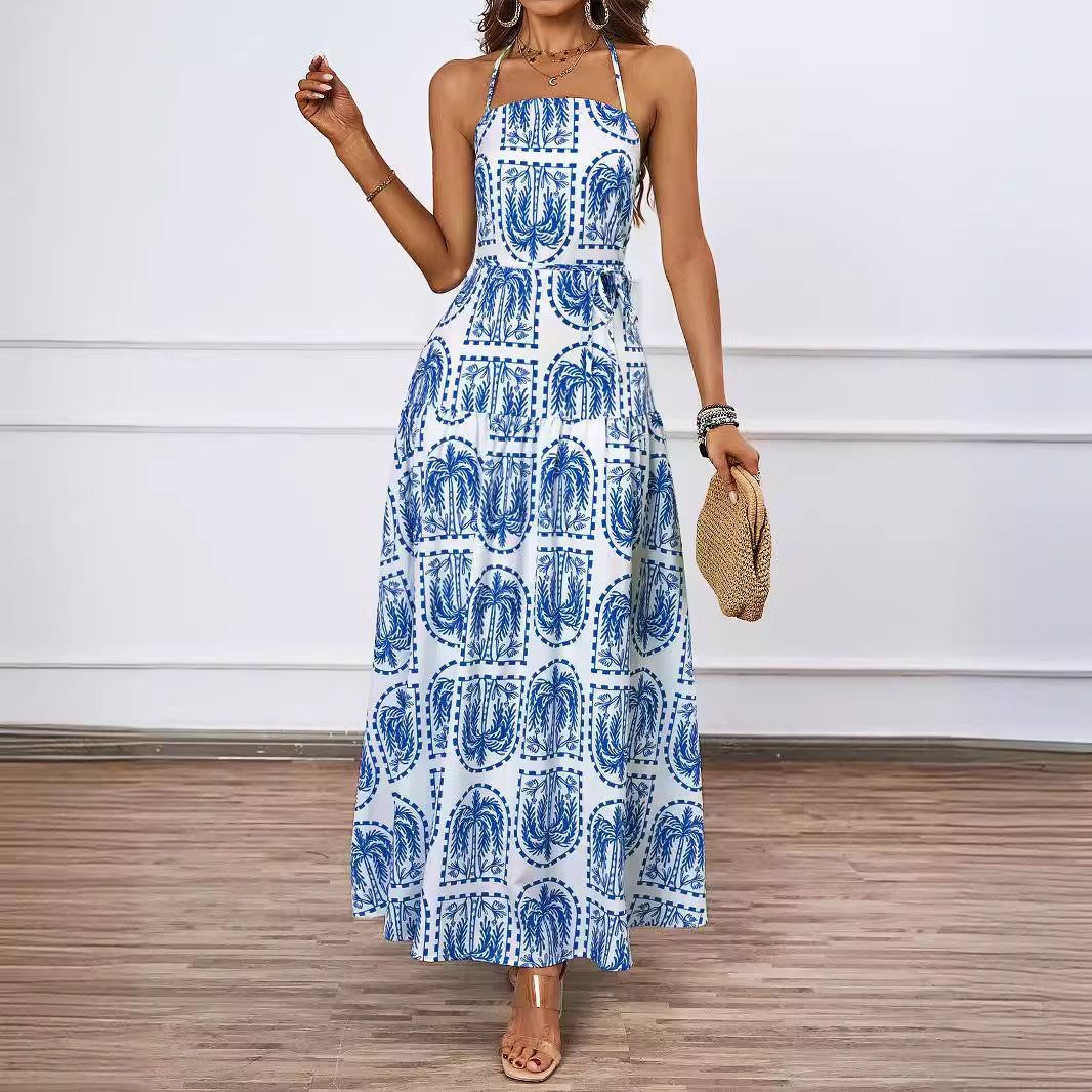 Women Floral Halter Beach Hawaii Holiday Dress
