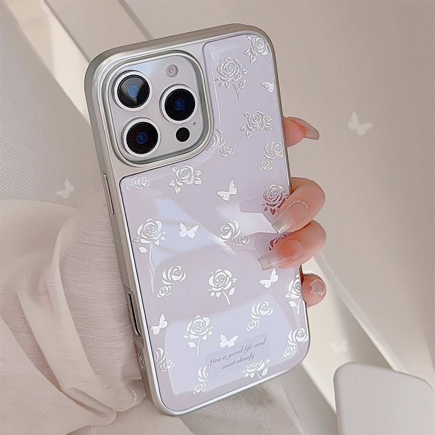 Gilt ins mariposa rosa para funda de teléfono móvil iphone14 Epoxy 13 suave 15 para apple 17pro max