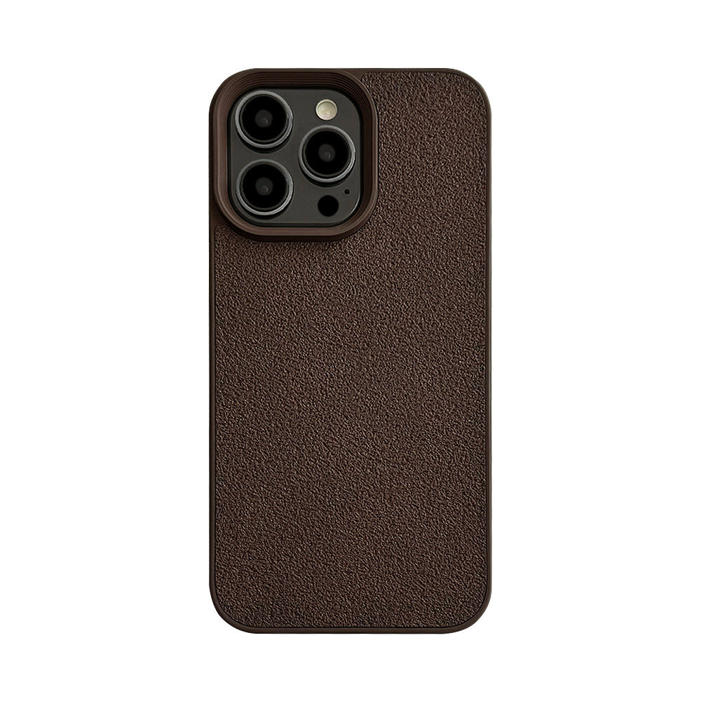 Dark brown moon pit pattern Apple 16 mobile phone case 14promax premium 11 for iPhone13 leather pattern 15 retro