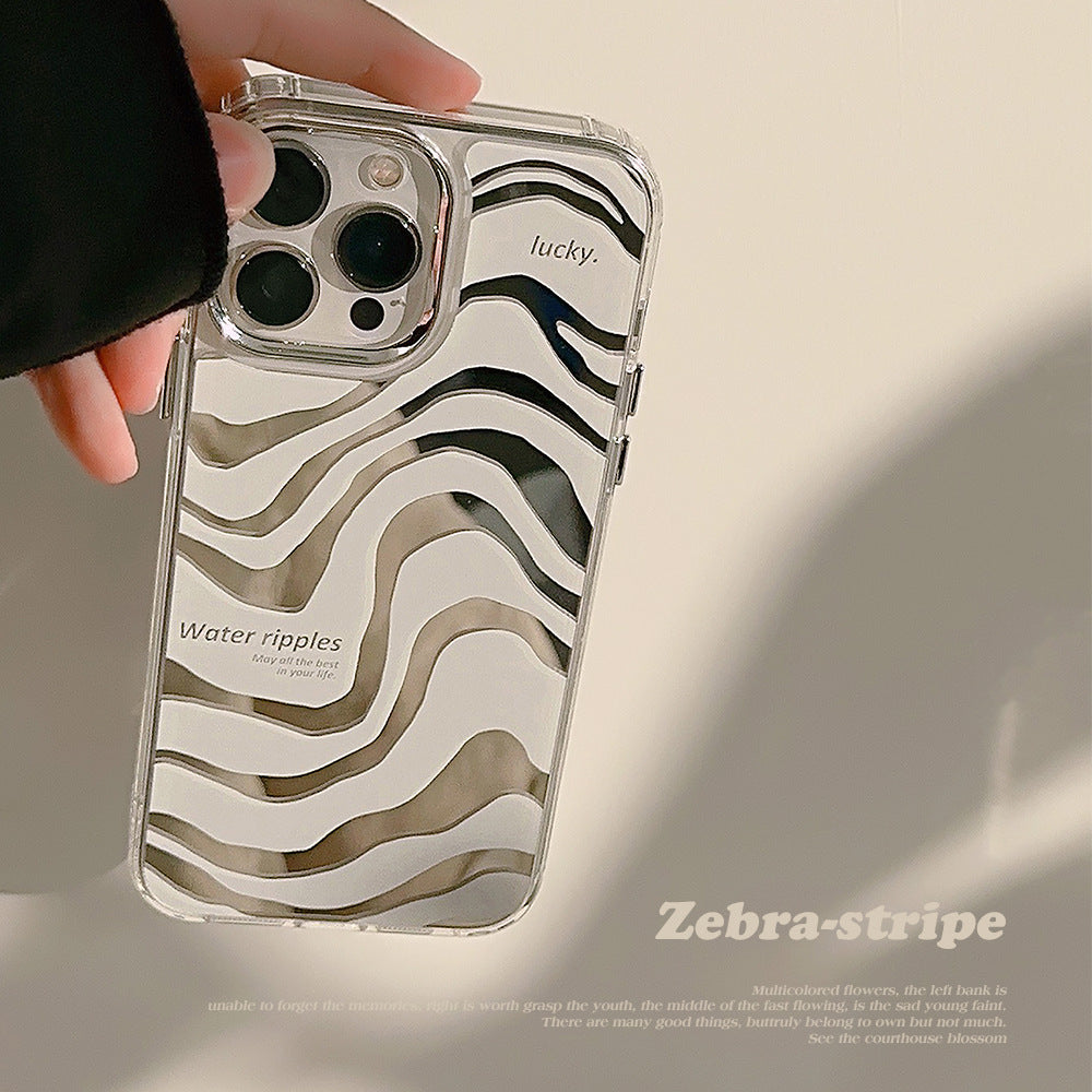 Abstracto espejo iPhone 16 funda para iPhone 17promax sencilla 13 premium 11 espejo de maquillaje 12 patrón de cebra