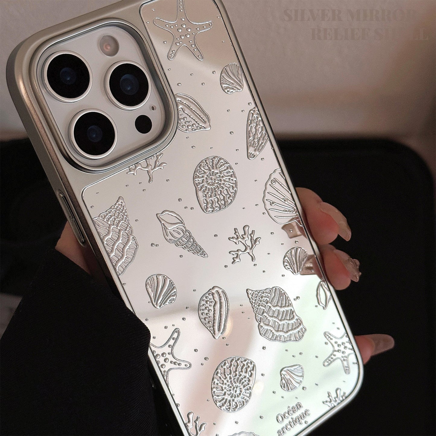 Chapado en oro se aplica a la funda de teléfono móvil Apple 16promax carcasa de estrella de mar iphone17 espejo premium 12 dura