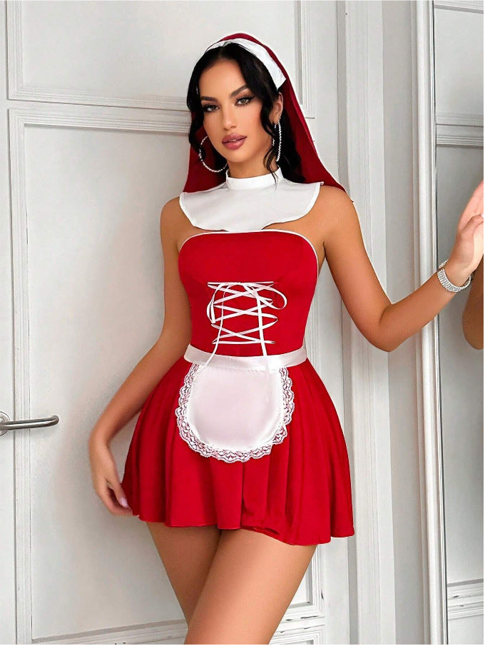 Sexy French Vintage Club Maid Cos Sexy Lingerie Set
