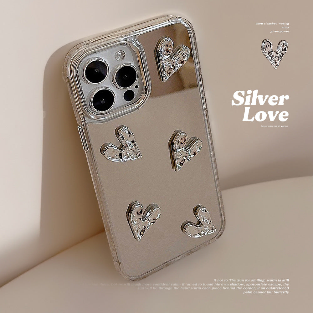 Galvanoplastia tridimensional amor 13 apto para 17 Funda de teléfono Apple 15ProMax espejo iPhone16 sensación avanzada 14 duro