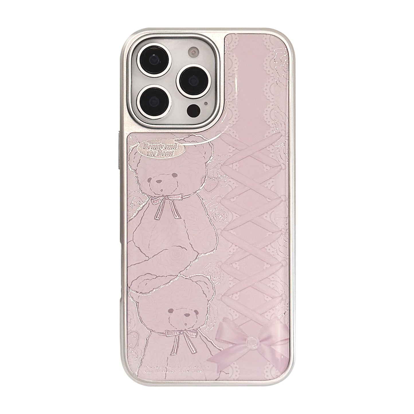 Gilt lace bear Apple 16promax mobile phone case iphone17 Epoxy 15 Electroplating sweet 14 for Huawei