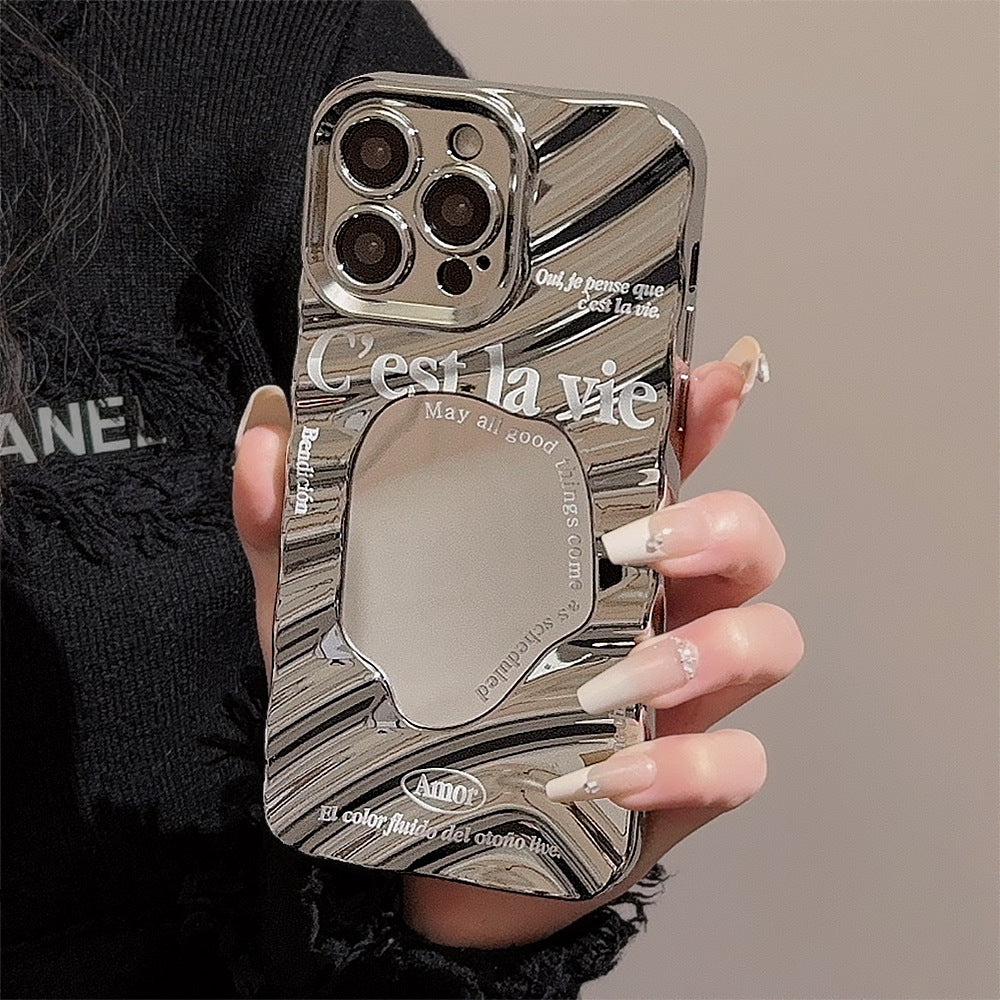 Funda minimalista inglesa para iPhone 17promax iPhone 14 Personalidad y sentido de lujo 11 Espejo 13 Galvanoplastia 16 Dura