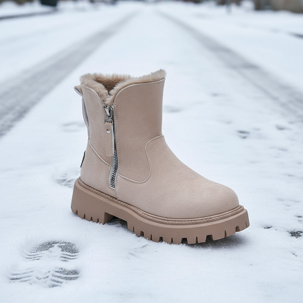 Botas de nieve de algodón forradas de terciopelo para mujer — Botas de invierno cálidas de talla grande