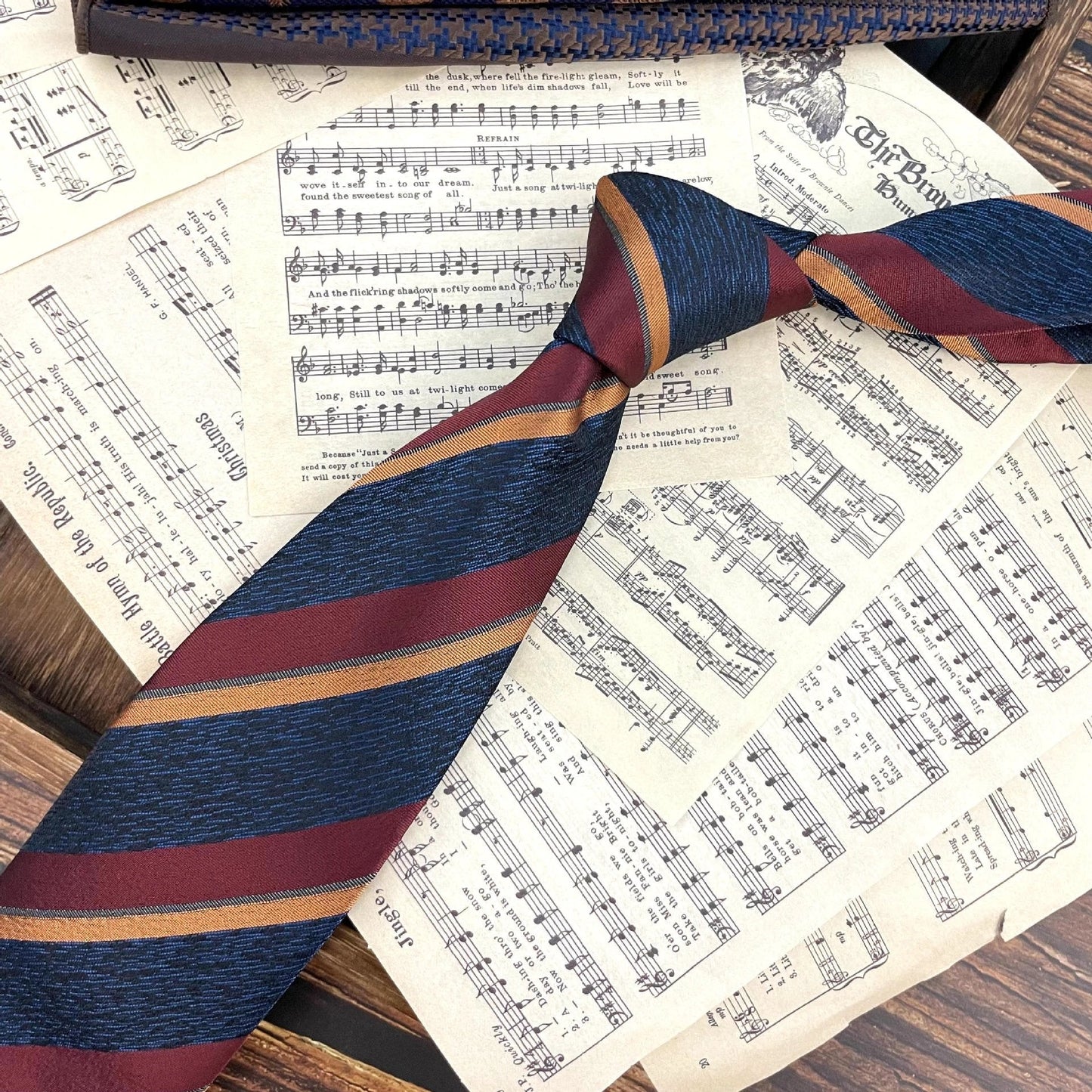 Men's Ties Retro Coffee Color Orange Red Striped Tie Hand Hit 8CM