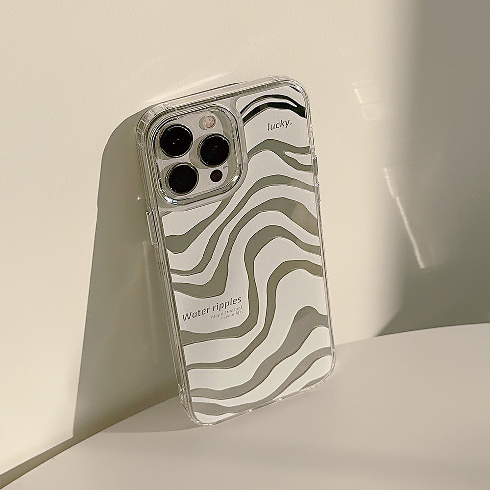 Abstracto espejo iPhone 16 funda para iPhone 17promax sencilla 13 premium 11 espejo de maquillaje 12 patrón de cebra