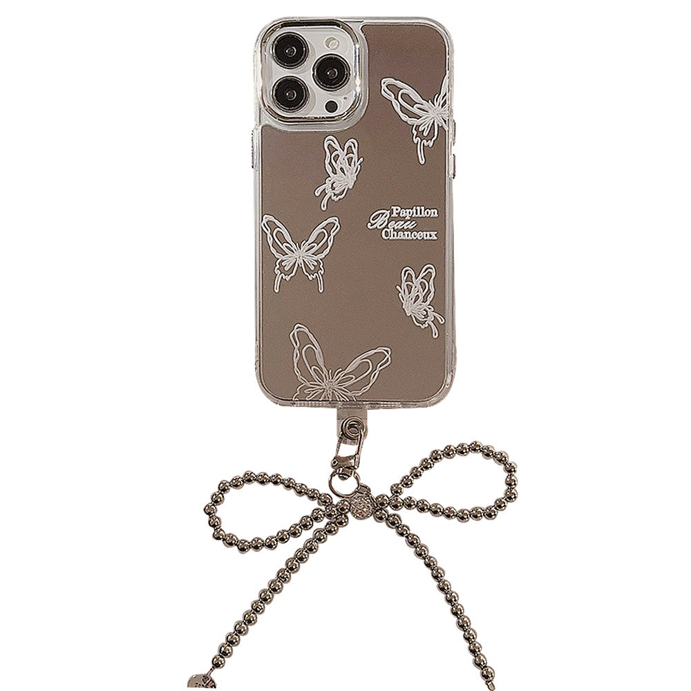 La superficie de espejo es adecuada para la funda de móvil Apple 15 Pro, el iPhone 16 avanzado de mariposa, el 13 a prueba de caídas y la cadena del 11 y 17.