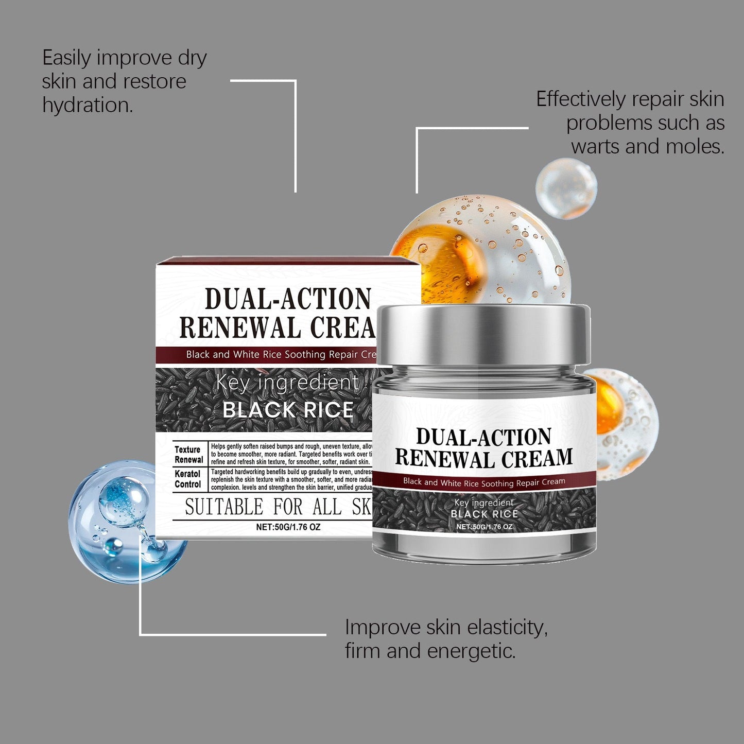 Black Rice Cream Hydrating Tighten Lifting Brightning Repairing Improve Elasticity Prevent Sagging Smoothing Glowing Moisturizer
