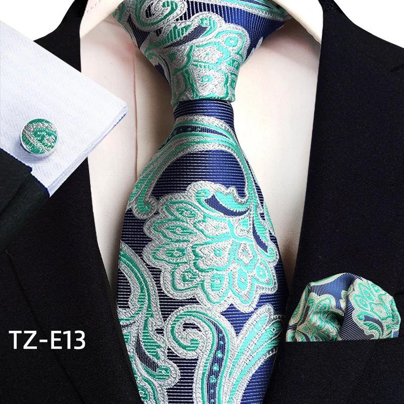 Men's Paisley Tie Square Scarf Pocket Square Cufflinks Three-piece Set