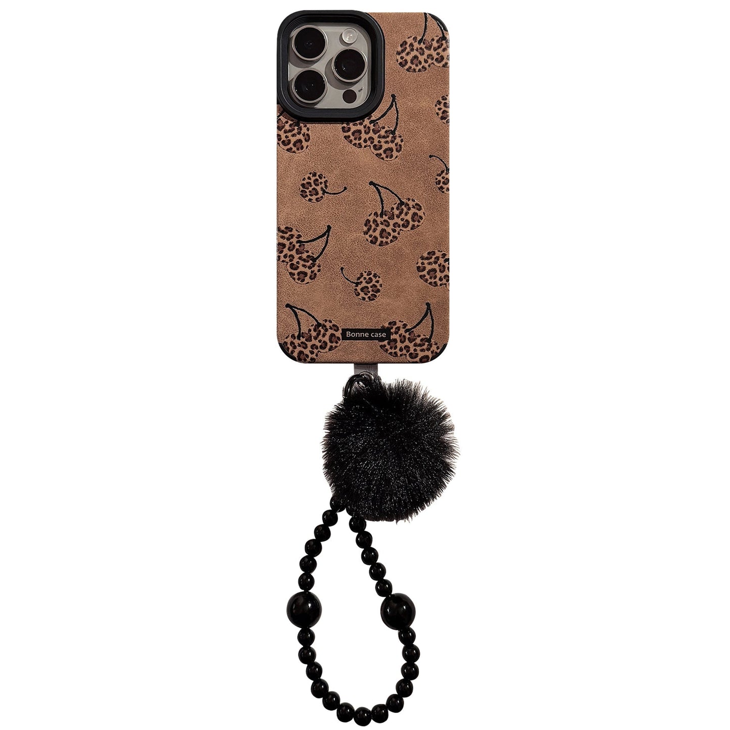 Funda de leopardo de cereza dulce y fresca para iphone16 apple 17 funda para móvil 15promax ante 14 cuerda de felpa 13