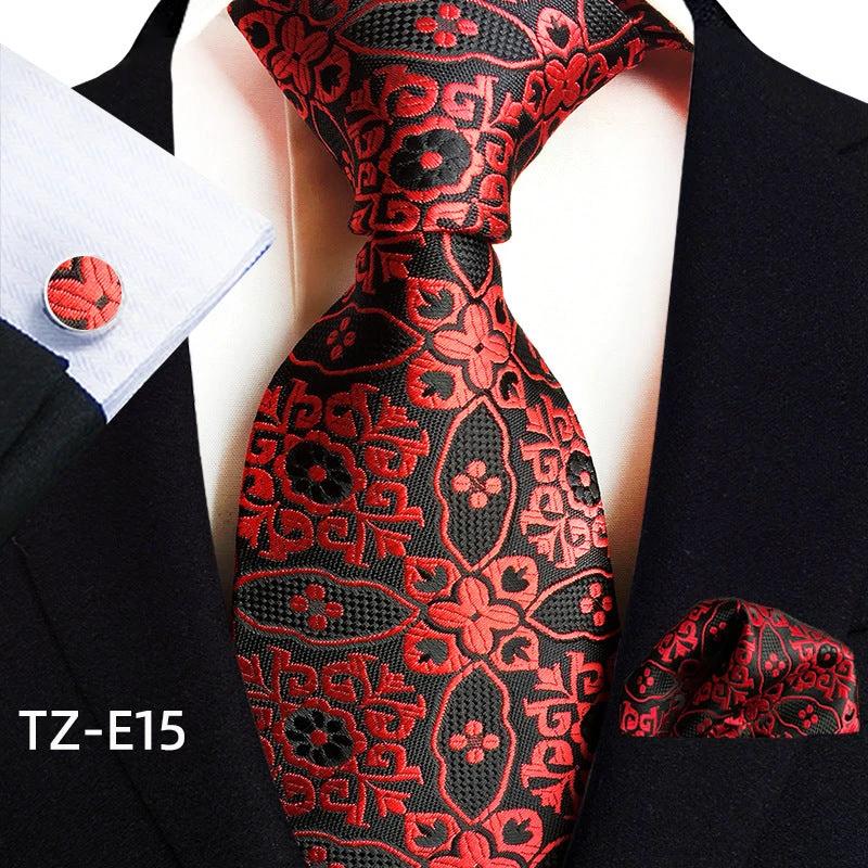 Men's Paisley Tie Square Scarf Pocket Square Cufflinks Three-piece Set