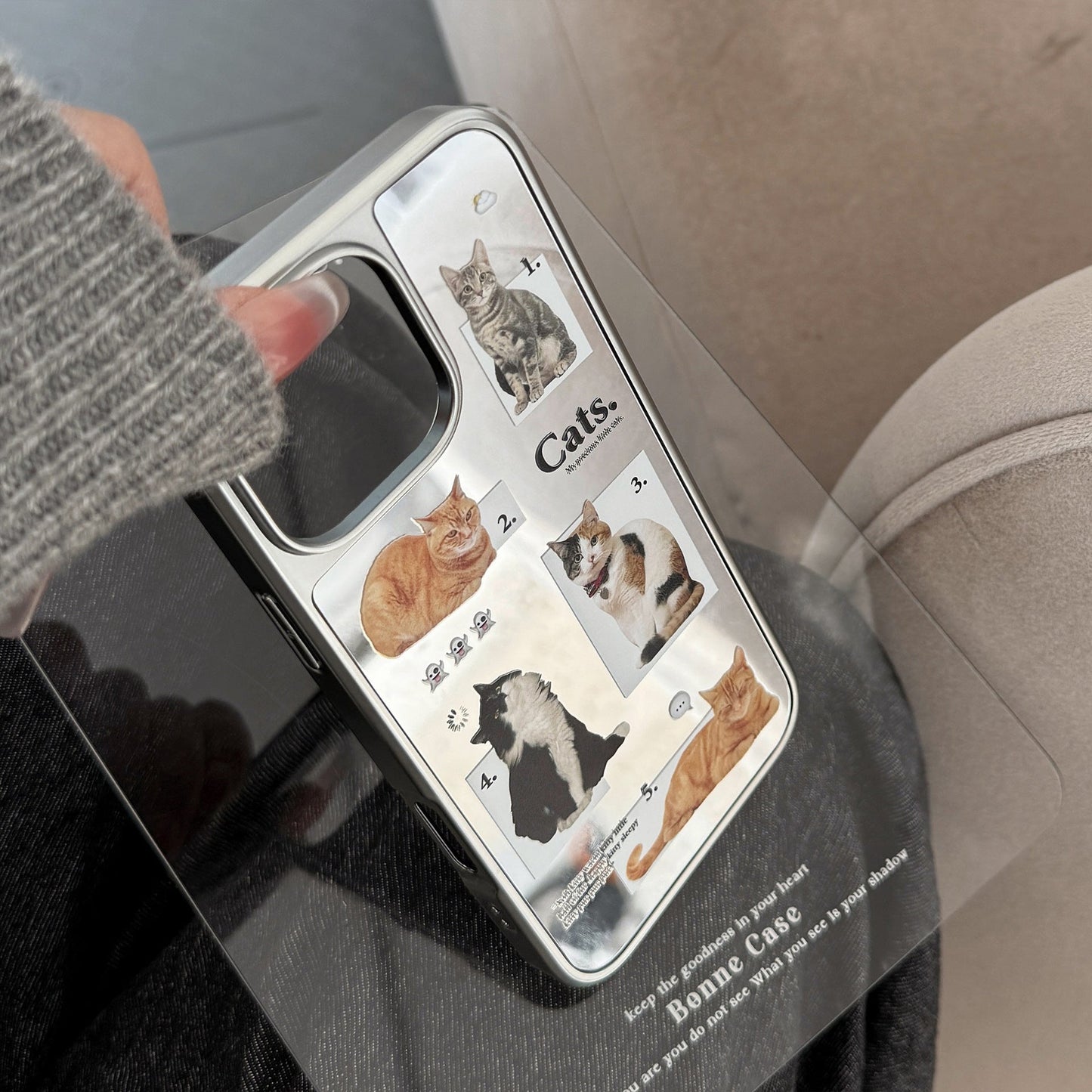 Cat aplicación diaria 16promax funda para móvil iphone17 espejo apple 15 galvanoplastia plata 13 nicho premium