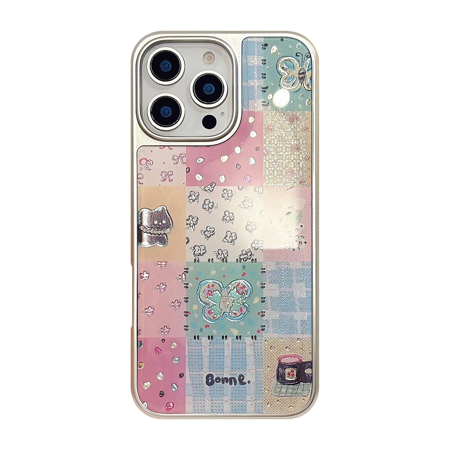 Gilt ins plaid splicing 16pro max mobile phone case iphone17 apple 15 electroplating 14 hard applicable to huawei
