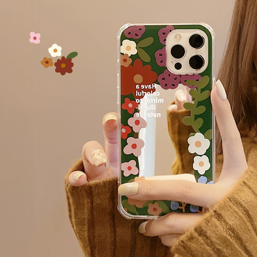 Hanfeng flower smiley face applies to iphone16 iPhone case 17Promax silicone 11 makeup mirror X/15