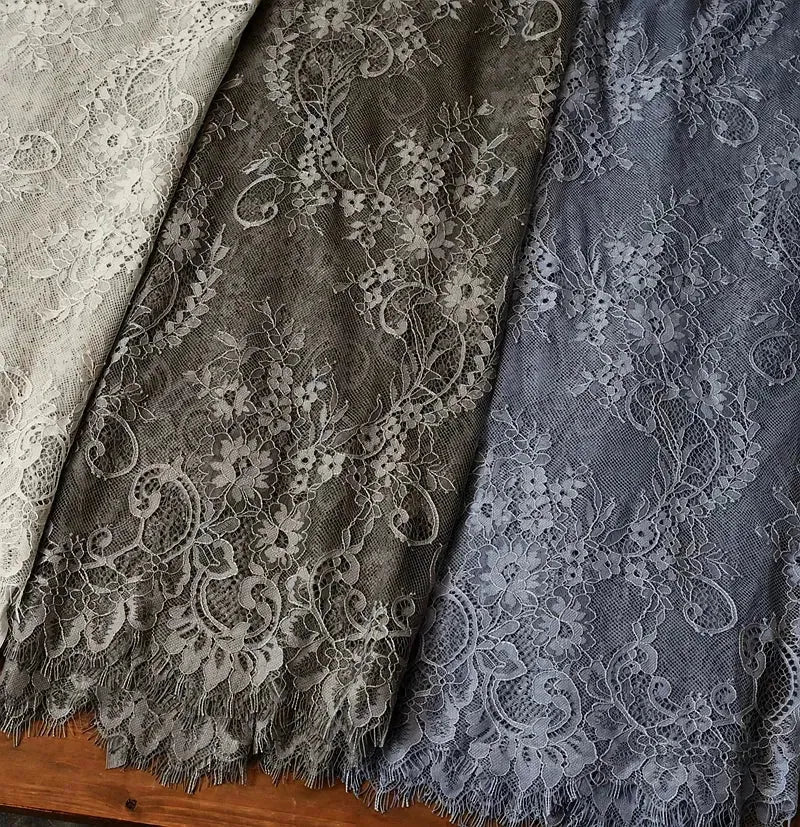 3Meters/lot Off White French Chantilly Lace Fabric , Eyelash Embroidery Lace Craft Bridal Veil Lace Accessory 150cm Width