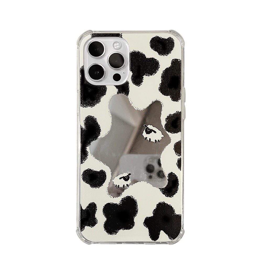 Mirror cow pattern is suitable for 16pro max Apple iphone15 mobile phone case 11pro delivery 14 anti-drop cover 17
