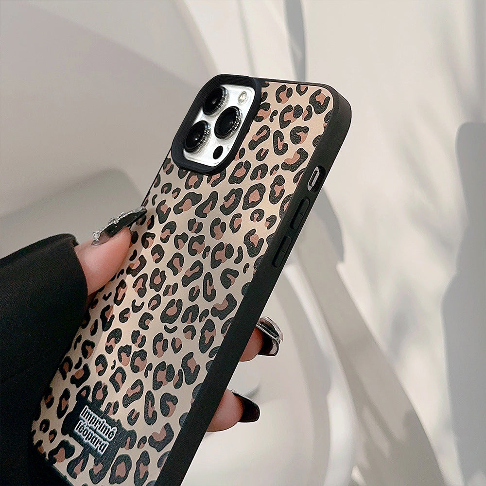 Funda de iPhone con estampado de leopardo Maillard para iPhone 16, otoño e invierno 17 para 14, estampado de cuero 15promax, personalidad de otoño e invierno