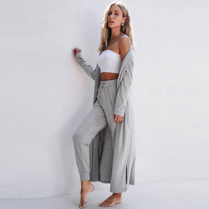 Traje casual de manga larga de color sólido, simple y versátil para mujer, otoño
