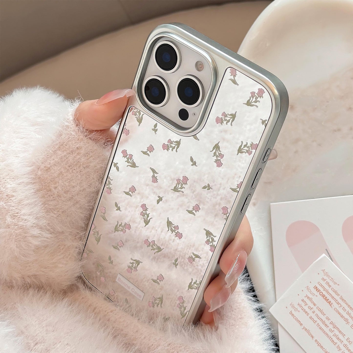 ins pink flower aplica a 16 apple 15pro max funda de móvil iphone17 espejo 13 galvanoplastia 15 suave