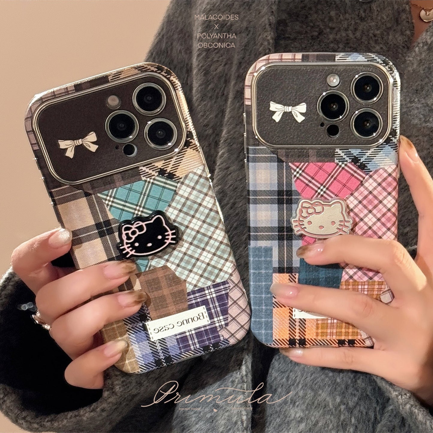 Funda de teléfono móvil Retro a cuadros para gato 14 para 15promax Apple iphone16 tridimensional 17 cuero 13
