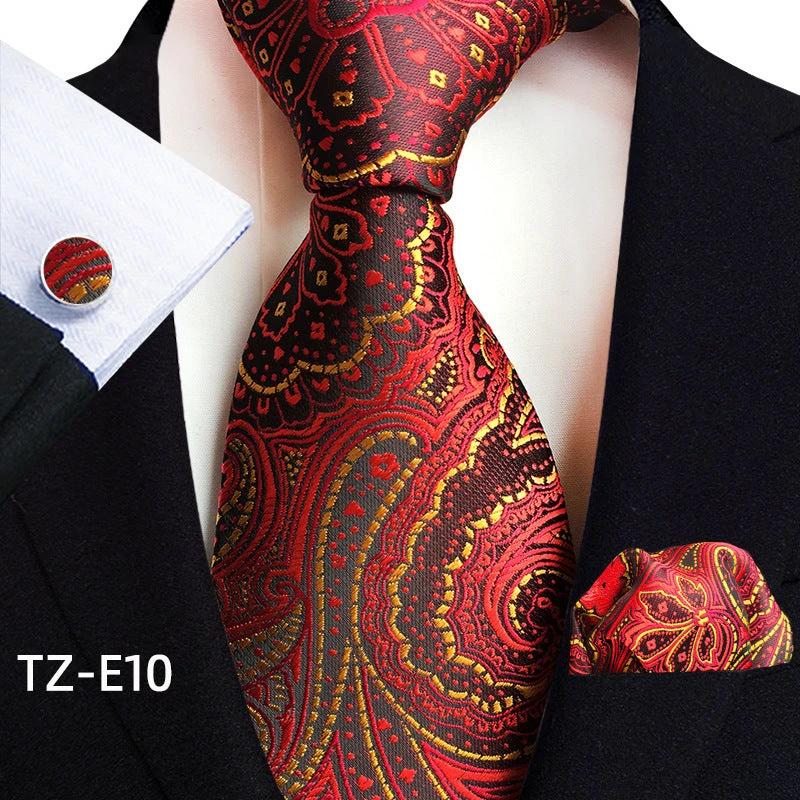 Men's Paisley Tie Square Scarf Pocket Square Cufflinks Three-piece Set
