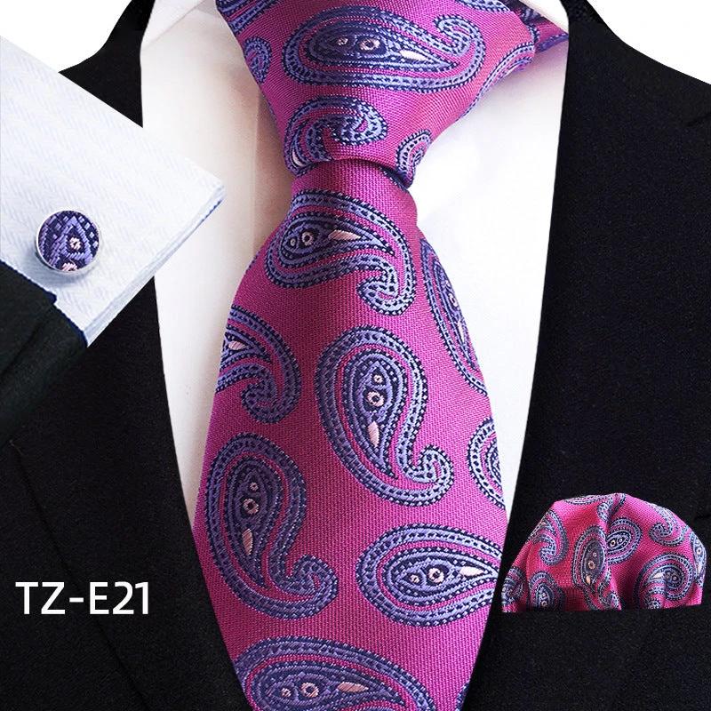 Men's Paisley Tie Square Scarf Pocket Square Cufflinks Three-piece Set