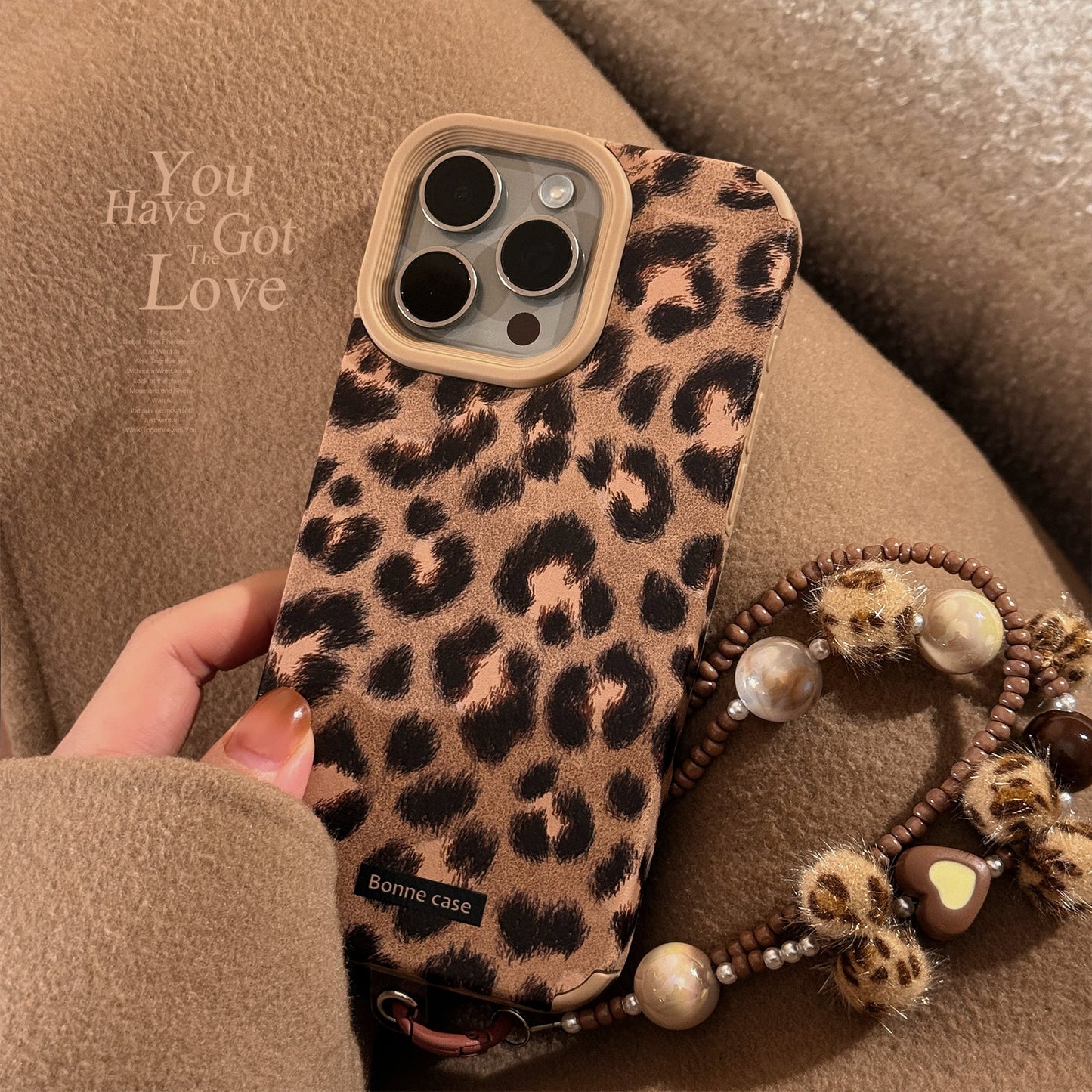 Cuerda de felpa con estampado de leopardo europeo y americano para funda de iPhone 16 iPhone 15promax de ante 14 retro 17 suave