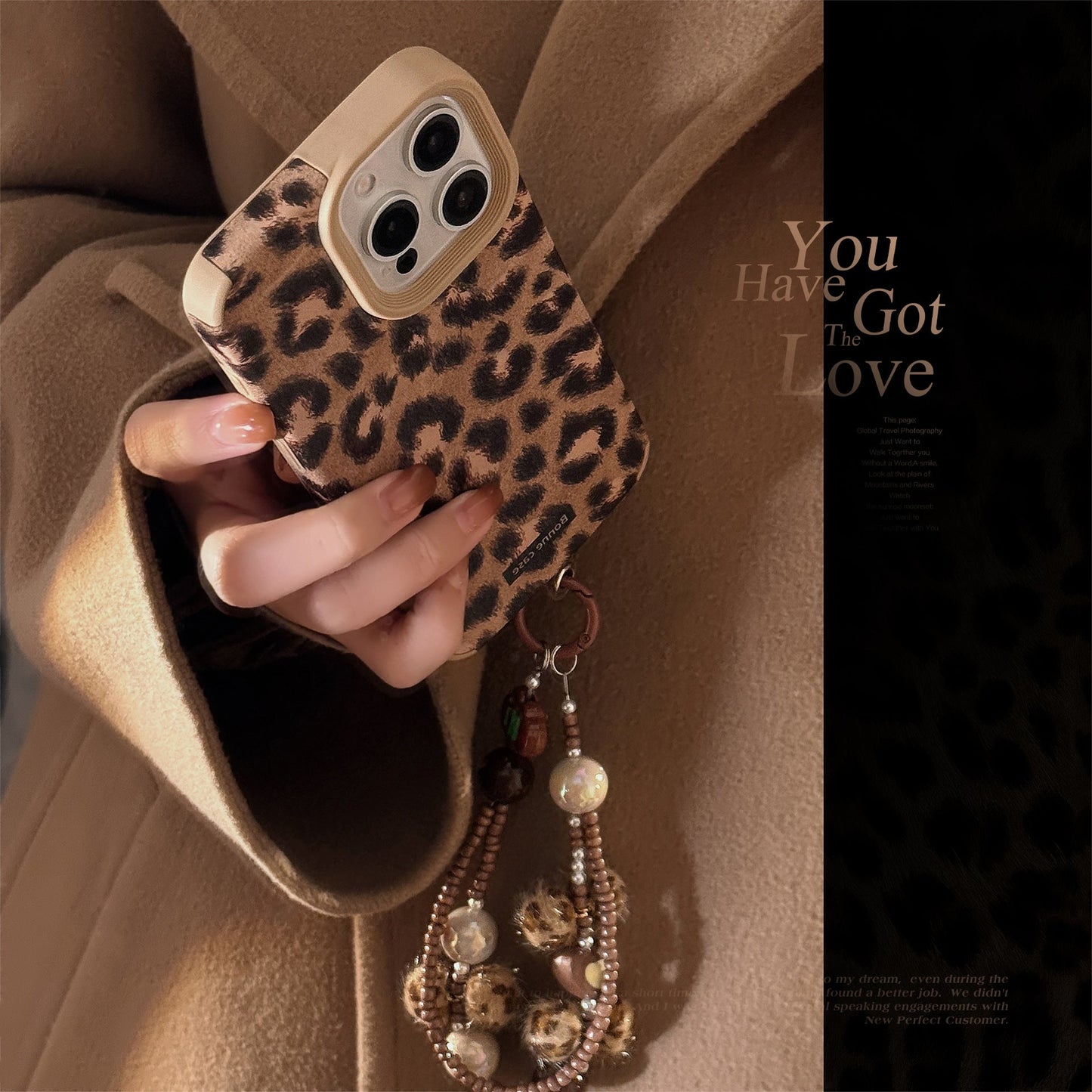 Cuerda de felpa con estampado de leopardo europeo y americano para funda de iPhone 16 iPhone 15promax de ante 14 retro 17 suave