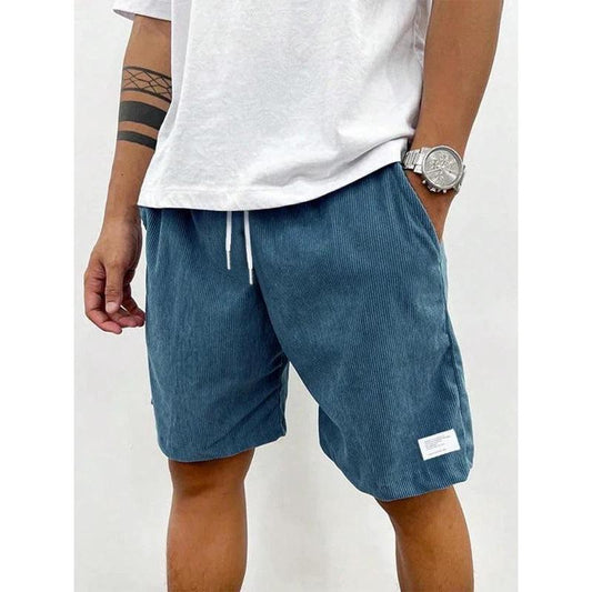 Pantalones Cortos de Hombre con Solapa de Color Sólido Estilo Fashionista