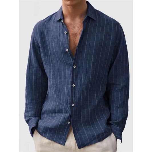 Camisa de manga larga para hombre con estampado a rayas