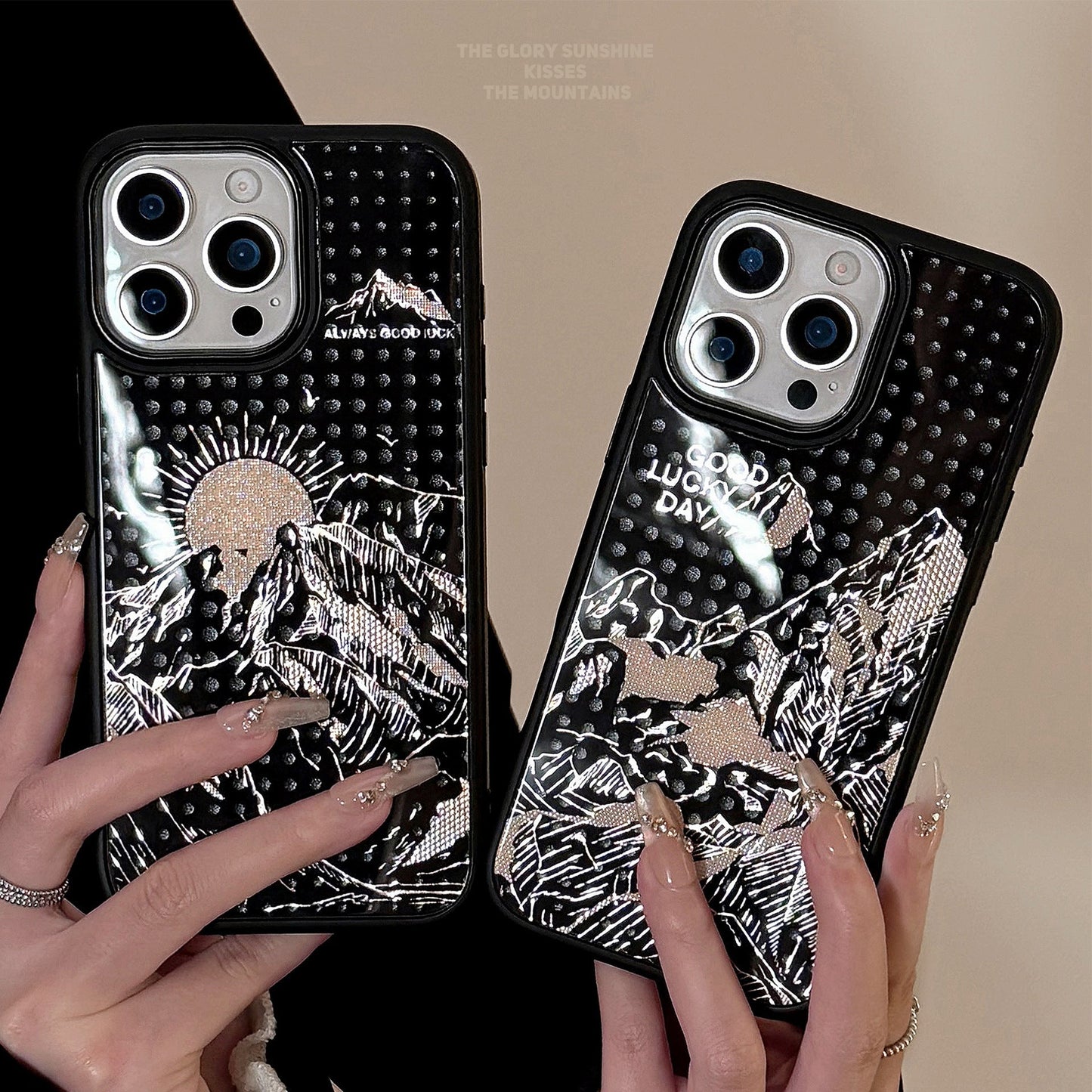 Gilt mobile phone case Apple 17promax protective case iPhone 16 Sunrise Jinshan 12 for 15 personalized glass