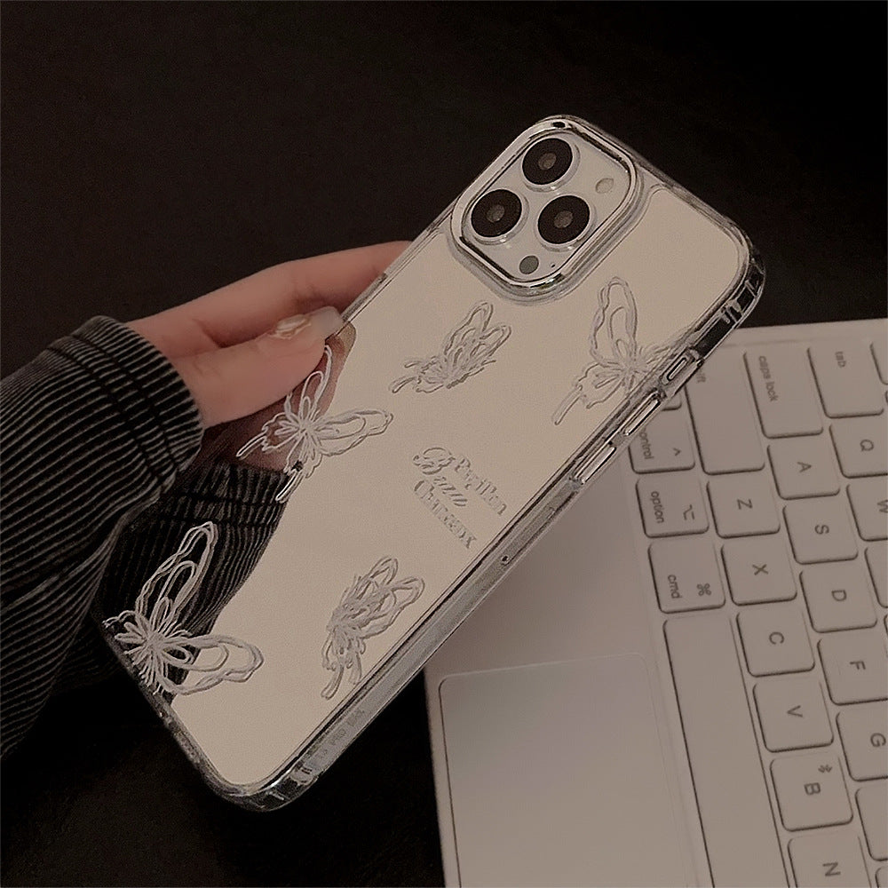 La superficie de espejo es adecuada para la funda de móvil Apple 15 Pro, el iPhone 16 avanzado de mariposa, el 13 a prueba de caídas y la cadena del 11 y 17.