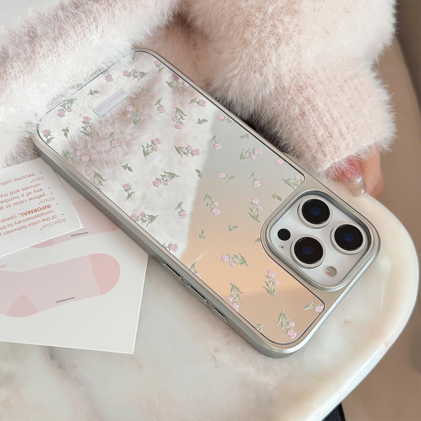 ins pink flower aplica a 16 apple 15pro max funda de móvil iphone17 espejo 13 galvanoplastia 15 suave