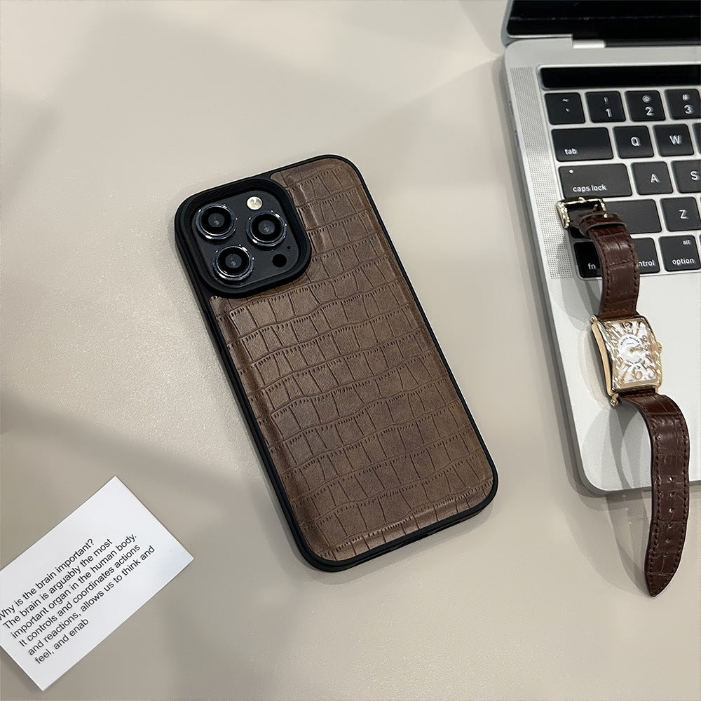 Alligator leather pattern 15 Apple 16 mobile phone case 17promax retro premium style 12 for iPhone13 personality trend