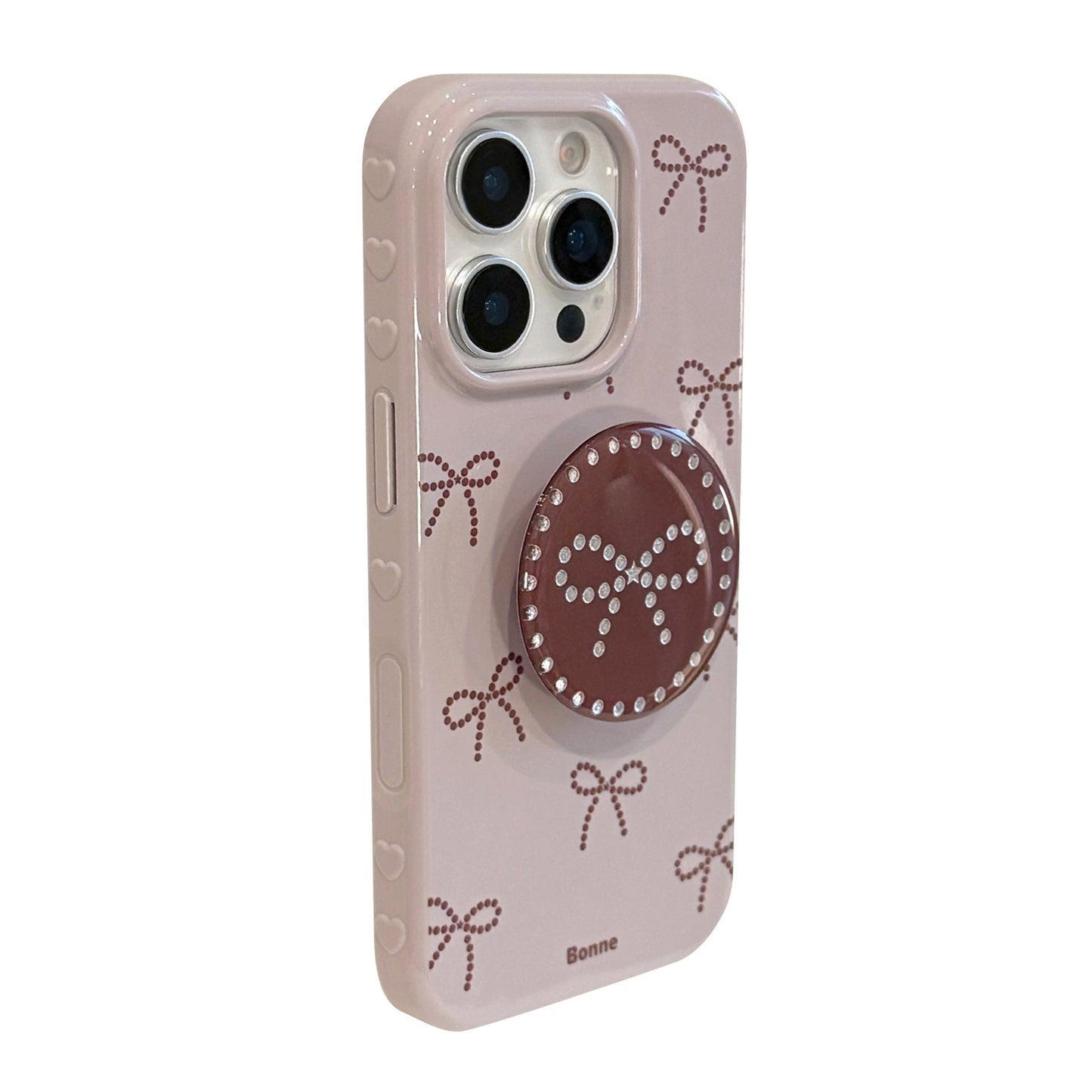 Funda de móvil ins viento lazo gris morado manzana 17pro max iphone15 adecuada para 14 soporte dorado 16 blando