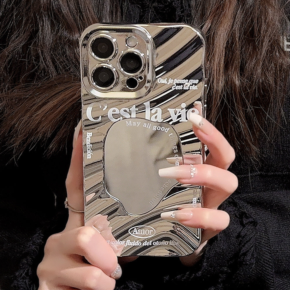 Funda minimalista inglesa para iPhone 17promax iPhone 14 Personalidad y sentido de lujo 11 Espejo 13 Galvanoplastia 16 Dura