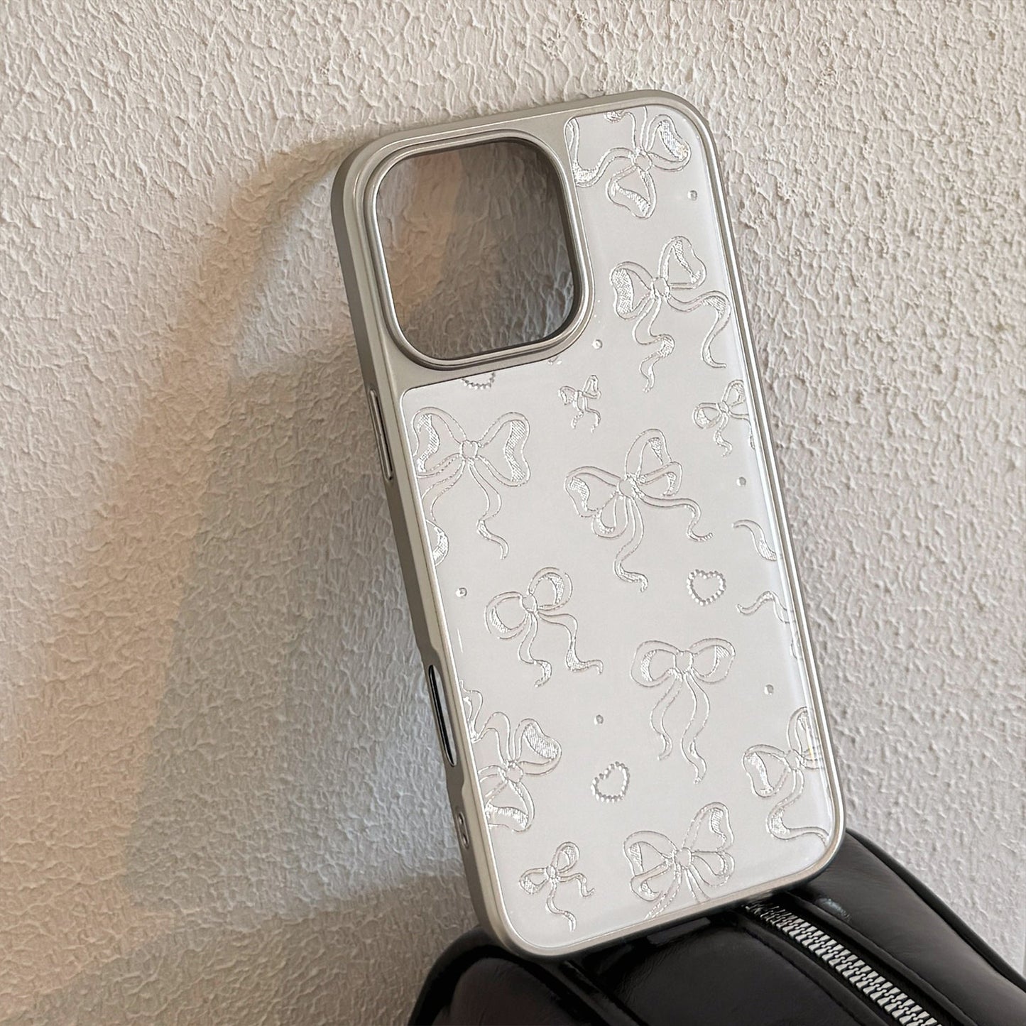 Funda de teléfono móvil Gilt Apple 16promax iphone15 lazo de perlas 13 galvanoplastia 17 para Huawei P70