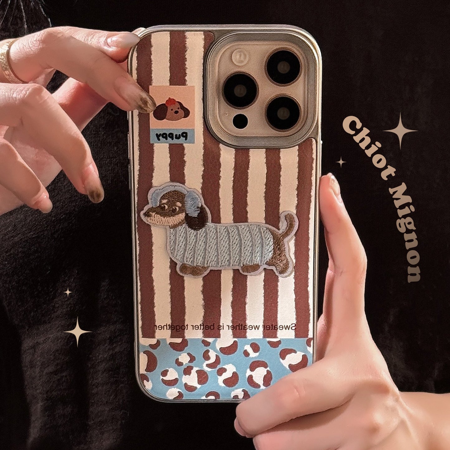 Divertida carcasa 3D de cachorro para iPhone 16, 17promax, con corteza tridimensional para iPhone 15, galvanizada para iPhone 13, 14