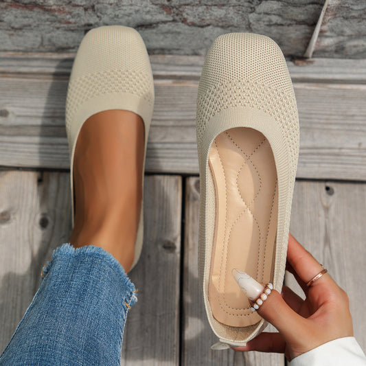 Zapatos de mujer de boca poco profunda con tejido de malla voladora