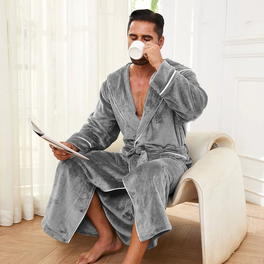 Pijama de Franela para Hombres, Bata de Baño para Mujeres
