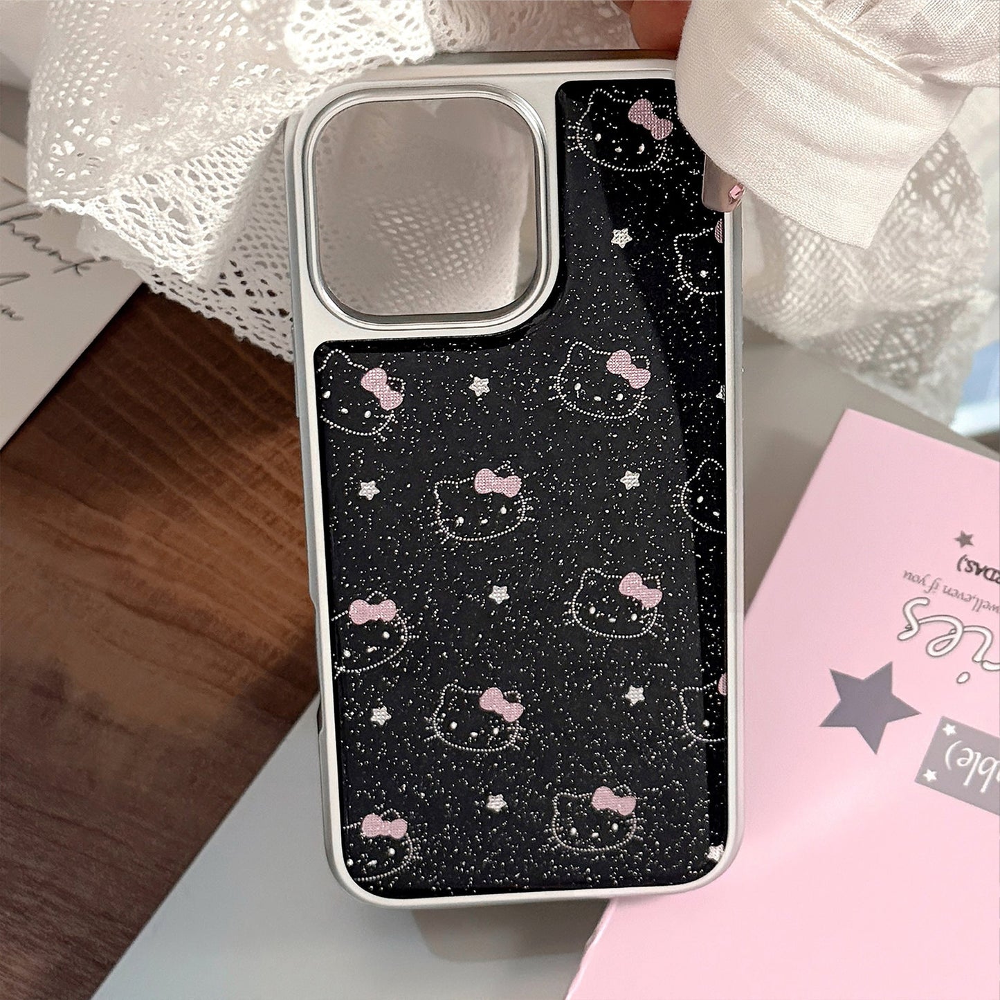 Gilt glitter ins star cat with 16promax apple 15 mobile phone case iphone17 electroplating Huawei P70