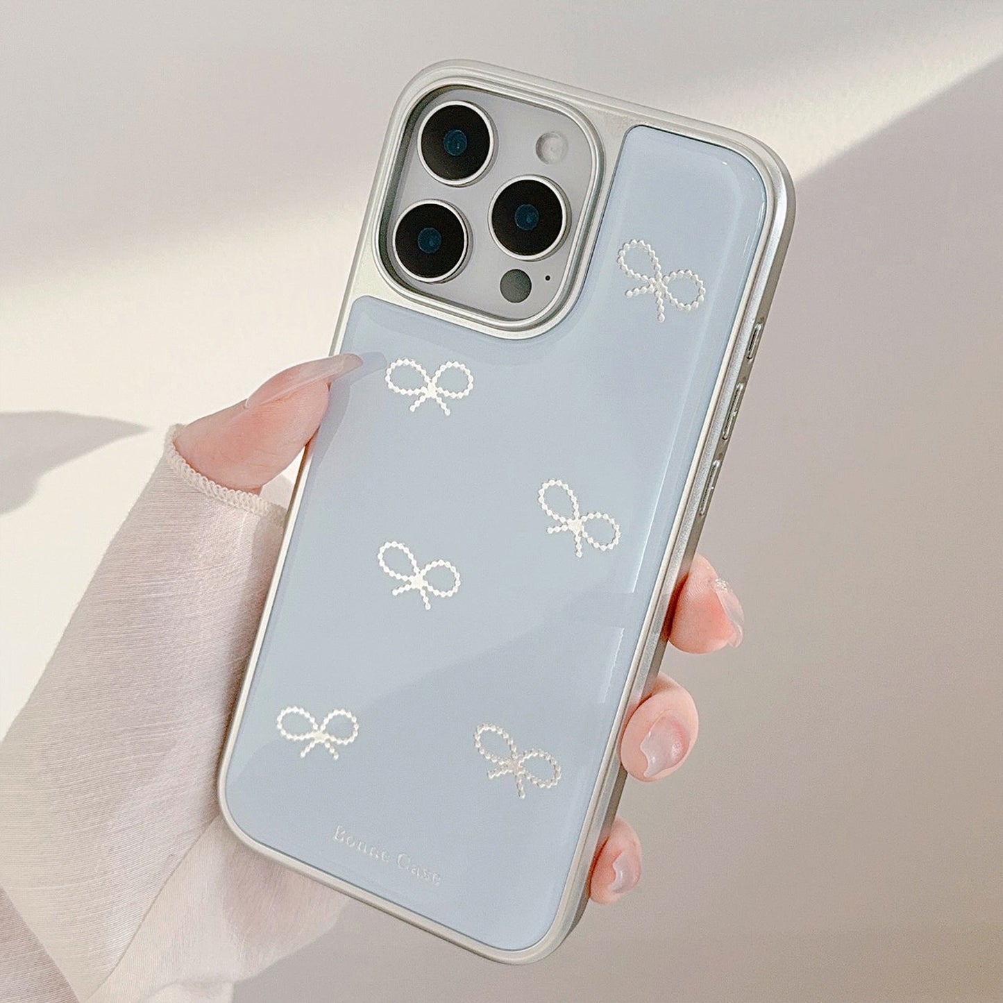 Gilt ins blue bow 16pro max mobile phone case iphone15 Epoxy 17 suitable for Huawei P70pro hard
