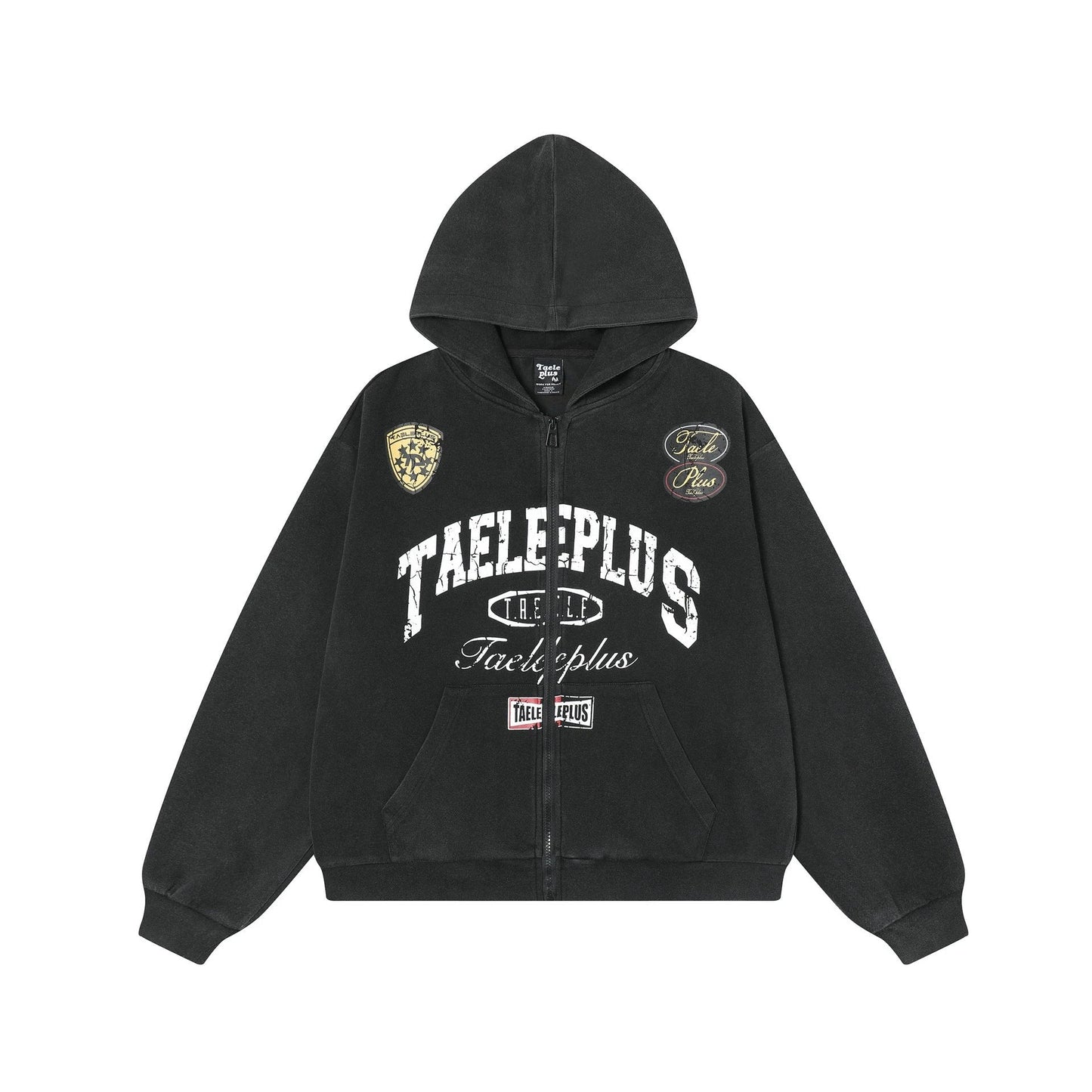 Spring New American College Style Retro Washed Hoodie Coat Cardigan Zipper Sweater
