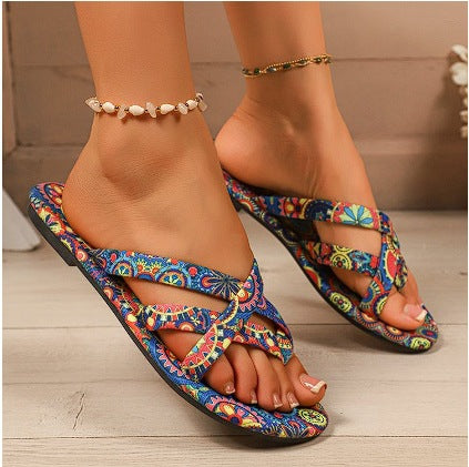 Pantuflas Planas Estampadas Boho para Mujer