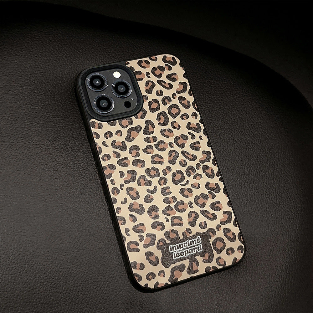 Funda de iPhone con estampado de leopardo Maillard para iPhone 16, otoño e invierno 17 para 14, estampado de cuero 15promax, personalidad de otoño e invierno