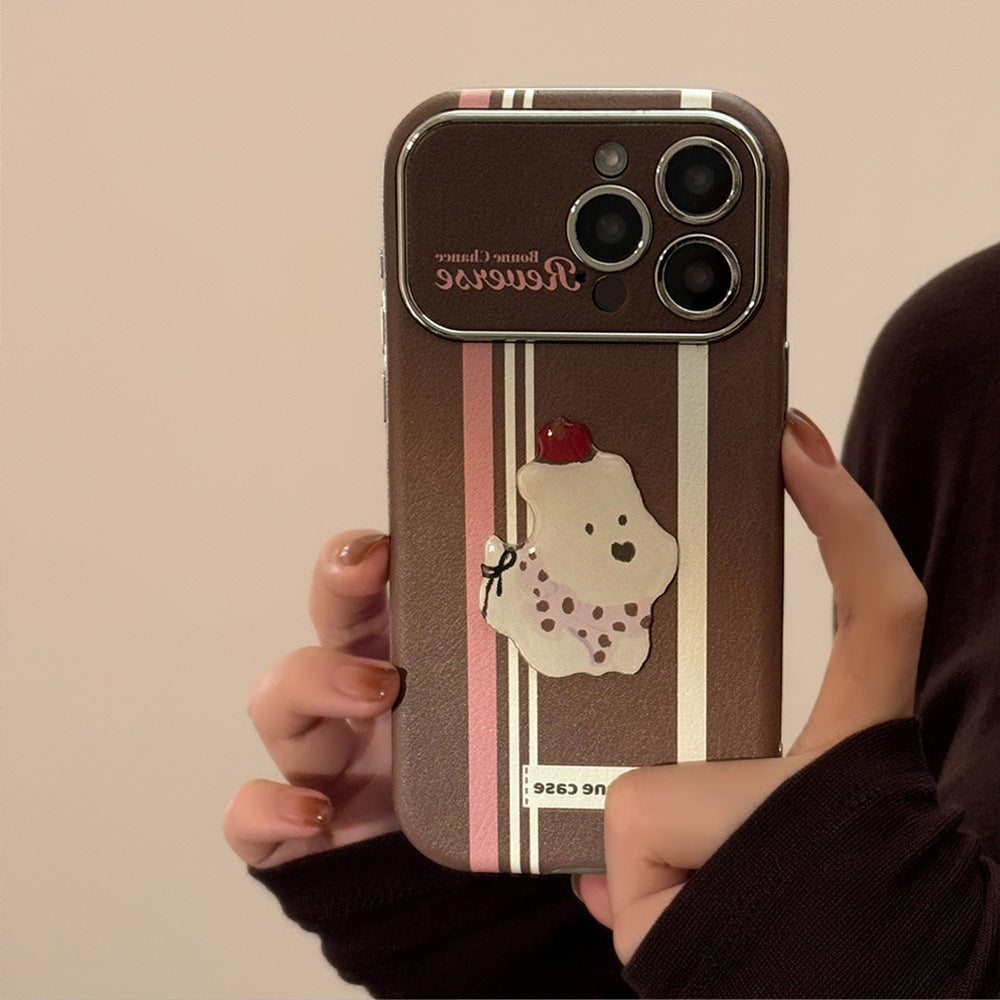 American stripes are suitable for Apple 15promax mobile phone case iphone16 cartoon bracket 17 all-inclusive 13 generation 14.