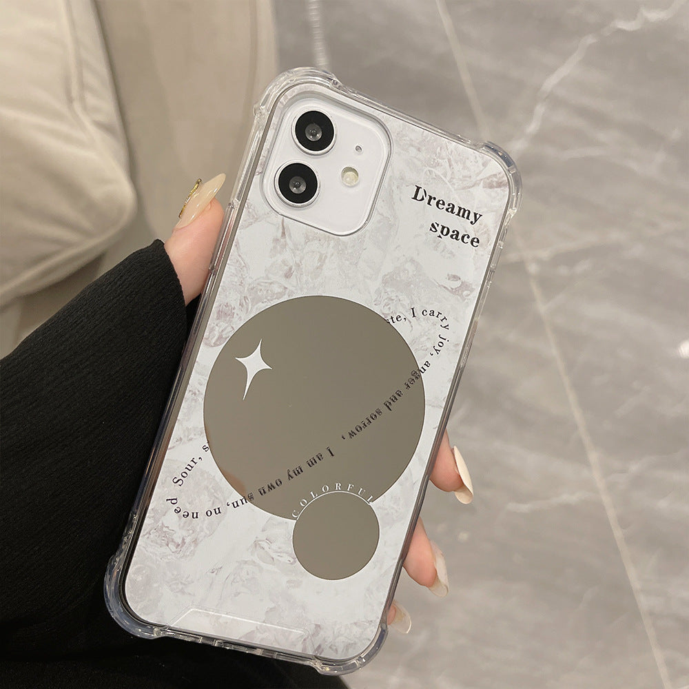 Planet mirror is suitable for iphone16 iPhone case 17Promax silicone 11 anti-drop makeup 15 women's 14