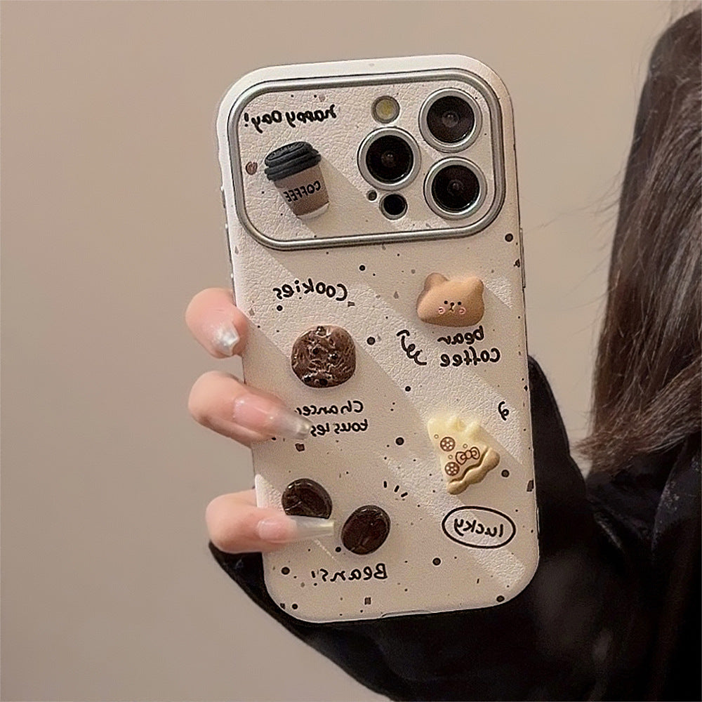 Ink splashing three-dimensional coffee bear is suitable for Apple 16ProMax mobile phone case iphone15 leather 17 generation 11 cute
